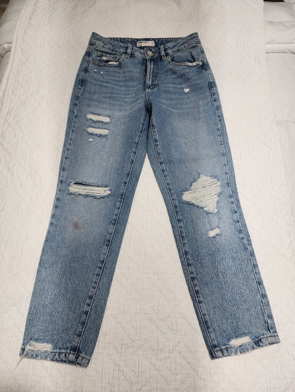 Distressed Light Blue Women's Mom Jeans